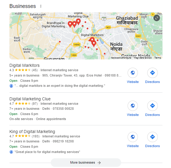 Image showing the google 3 pack for local business listings